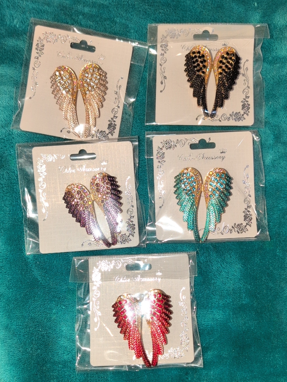 Chloe Accessory Wing Gold Tone With rhinestone Brooch - Pick 1